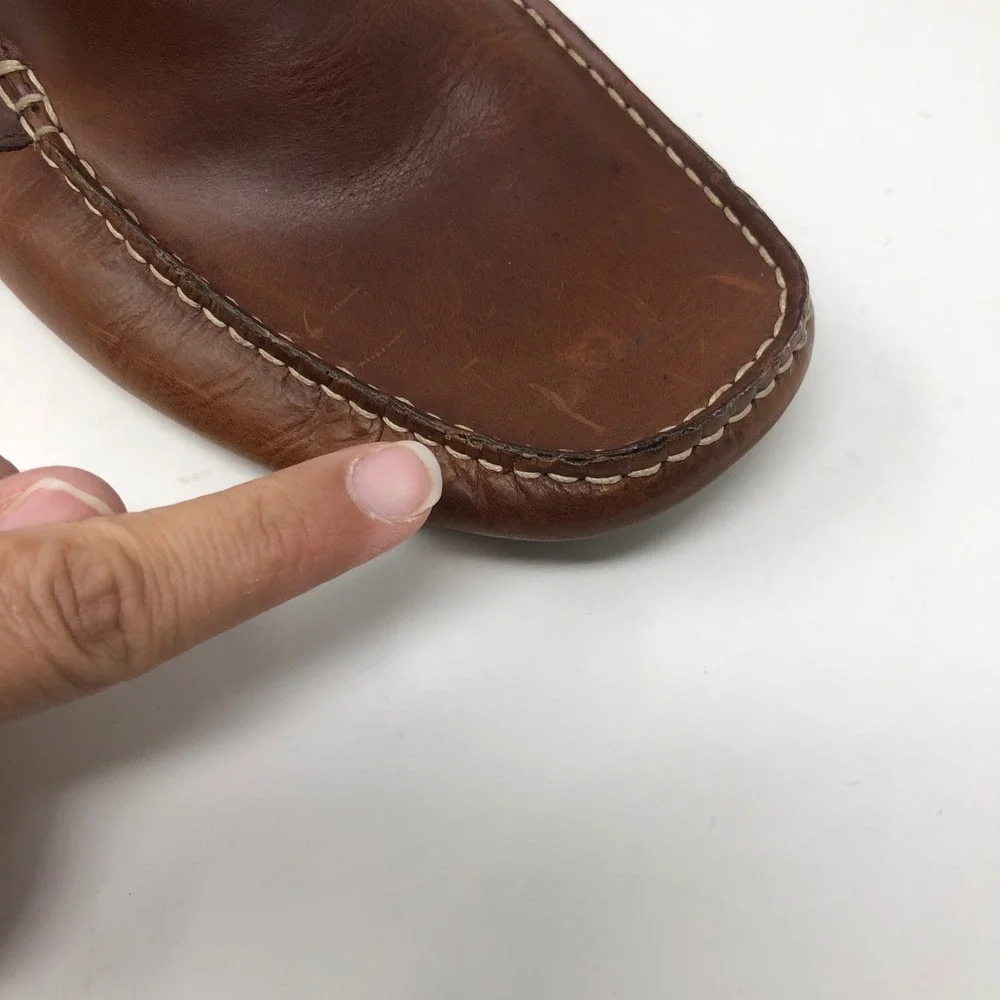 J.Crew Driving Moccasins Mens 11 Brown Leather Slip On Loafers